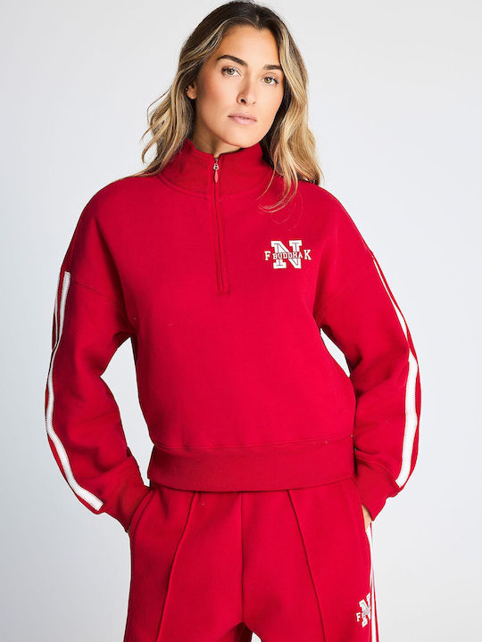 Funky Buddha Cropped Women's Sweatshirt Red