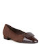 Suede Women's Ballerina Shoes Brown