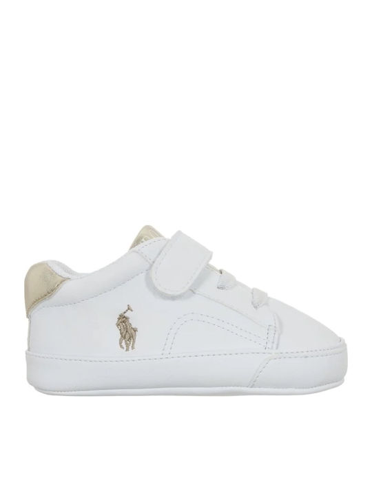 Ralph Lauren White Polo Baby Soft-Sole Sneakers