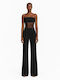 Damen Jumpsuit Trägerlos Schwarz