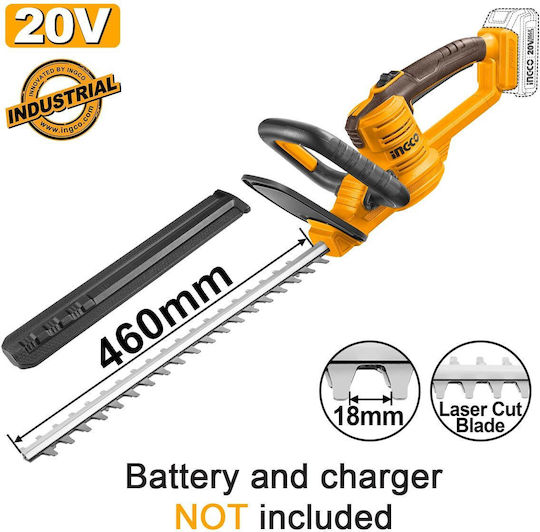 Ingco 0841 Акумулаторен Храсторез 20V Solo с Дължина на Острието 46 cm