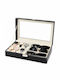 Leather Case for 6 Watches and 3 Pairs of Glasses – Black