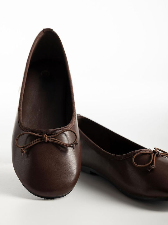 Kids Brown Ballerinas PX27-350-A2026-L-BROWN