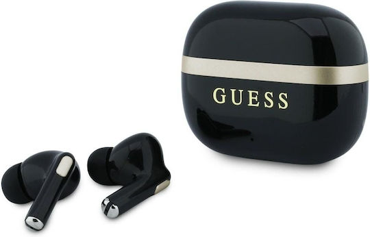 Glossy Gold Lineprinted Classic Logo In-ear Bluetooth Handsfree Headphones with Gold Charging Case