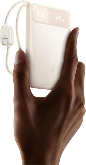 Baseus Enerfill FC11 Power Bank 10000mAh 45W με Θύρα USB-A και Θύρα USB-C Ivory