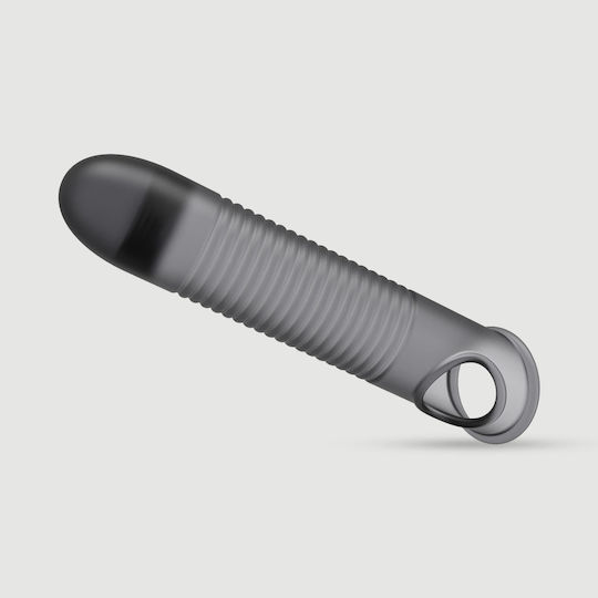Elastische Penisverlängerung aus Silikon mit Rippen Flexible Ribbed Silicone Penis Sleeve 15,6 cm Schwarz