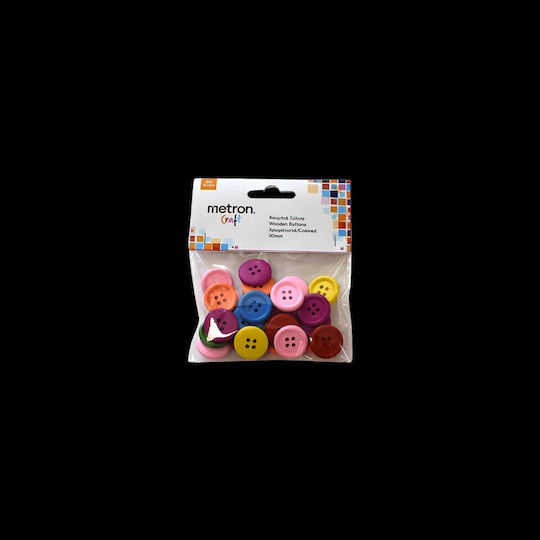 Metron Craft Κουμπια Ξυλινα Blister 30 Τεμαχια 2cm Ασσορτι 6 Τεμαχια