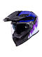 Pilot Atacama SV Summit Blau/Lila Glänzender On-Off-Motorradhelm ECE 22.06 1550 g mit Pinlock und Sonnenblende