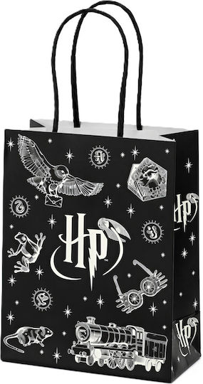 PartyDeco Χάρτινη Τσάντα για Δώρο με Θέμα "Harry Potter" Μαύρη 12x6x15.5εκ. 6τμχ