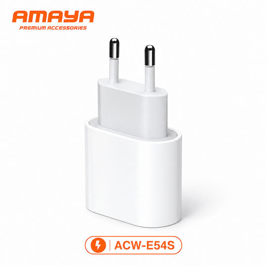 Amaya Зарядно устройство без кабел с USB-C порт 20 W Power Delivery, бял (ACW-E54S)
