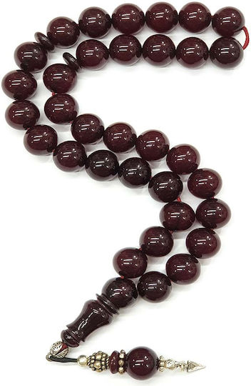 Roloi Komboloi Șirag de mărgele de rugăciune cu 33 de mărgele din Mastic, Lungime 33 cm, Burgundy