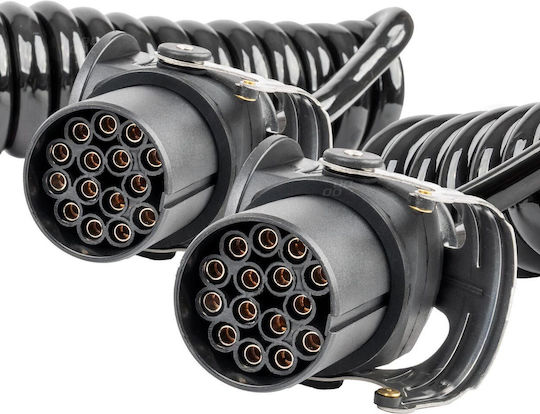 Amio – Спирален Захранващ Кабел за Ремарке 2x15 Pin 24v 5m Непрекъснато Захранване Висока Устойчивост на Постоянни Натоварвания – 1 Бр 04382/am 04382/am