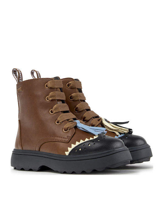 Camper Norte Twins Leather Kids Brown Ankle Boots