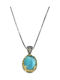 Byzantine Talisman Necklace in Silver with Blue Pearls