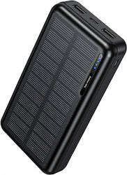 Hoco J176A Solar Power Bank 20000mAh 10W with 2 USB-A Ports and USB-C Port Black Hoco J176A Solar Power Bank 20000mAh 10W with 2 USB-A Ports and USB-C Port Black