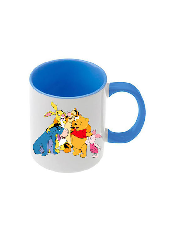 Winnie-Pooh-Tasse mit hellblauem Henkel und hel...