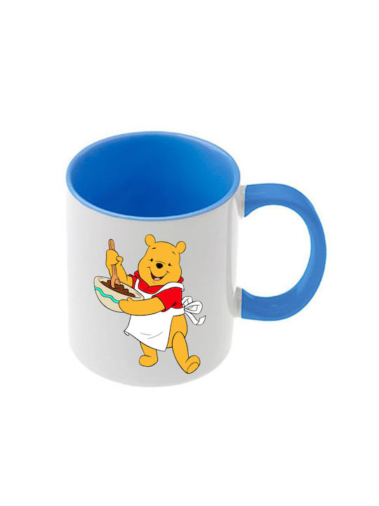 Winnie-Pooh-Tasse mit hellblauem Henkel und hel...