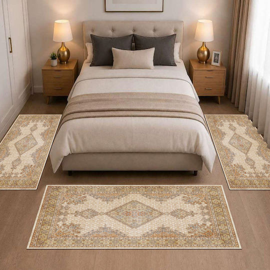 Homeone Modern Schlafzimmer-Teppichsets Samt 3 Stück