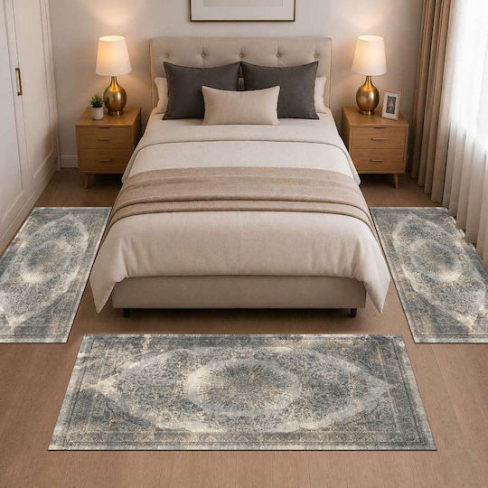 Homeone Modern Schlafzimmer-Teppichsets Samt 3 Stück