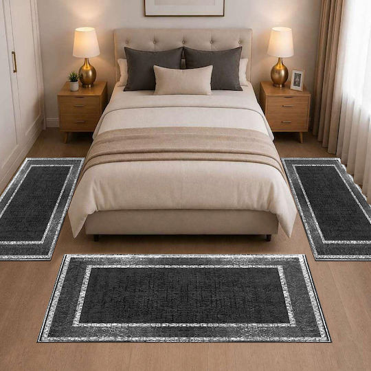Homeone Modern Schlafzimmer-Teppichsets Samt 3 Stück
