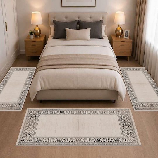 Homeone Modern Schlafzimmer-Teppichsets Samt 3 Stück