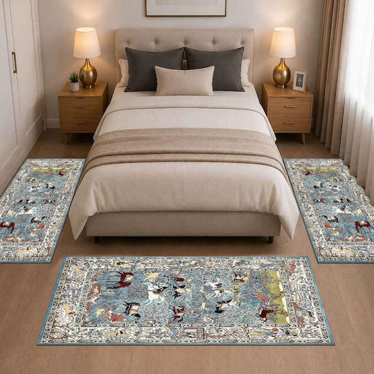 Homeone Modern Schlafzimmer-Teppichsets Samt 3 Stück