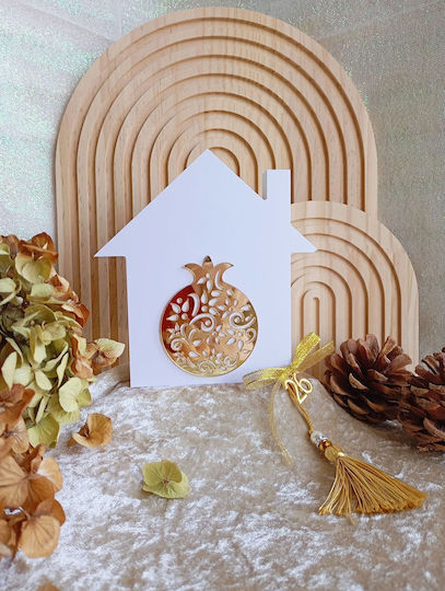 By Anastasia's Art Creations Επιτραπέζιο Γούρι Σπίτι Λευκό από Πλεξιγκλάς