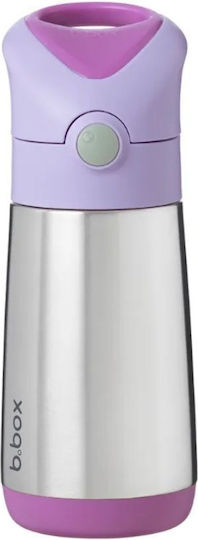 B.Box Sticlă Termos pentru Copii din Oțel Inoxidabil cu Pai Mov 350 ml