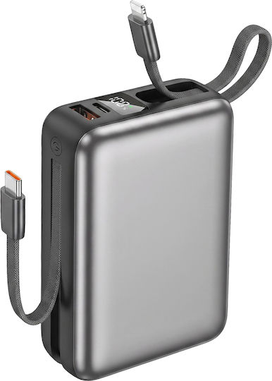 Akashi Multi-Charge Powerbank 20000 mAh 22,5 W mit USB-A- und USB-C-Anschluss in Grau
