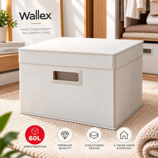 Wallex Stoff-Aufbewahrungsbox mit Deckel Weiß 50x40x30cm WL141484