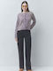 Gacia Long Knitted Women's Cardigan with Leopard Print Buttons