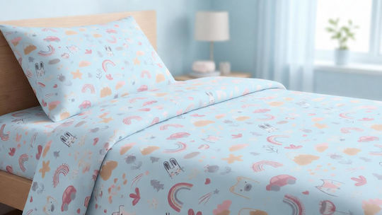 MayHome Single Fitted Sheet Set in Cotton & Polyester Beige 100x200cm