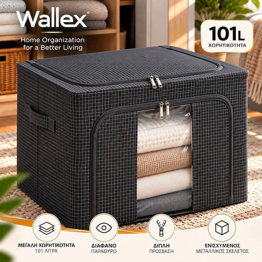 Wallex Cutie Textilă de Depozitare pentru Haine / Pătură/Pilotă / Costum / Palton / Cravate / Rochii / Lenjerie intimă / Șosete / Articole Tricotate / Cămașă / Curele / Genți de Culoare Neagră 60x42x40cm