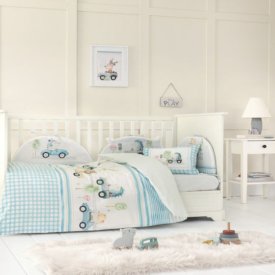 Nima Βρεφικό Κουβερλί Βαμβακερό Light Blue 110x140cm