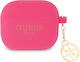 Guess Printed Gold Logo Silicone Case in Fuchsia for Apple AirPods 3