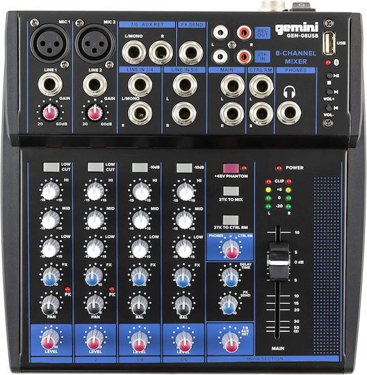 Gemini Mixer Analogic cu 8 Canale și Bluetooth