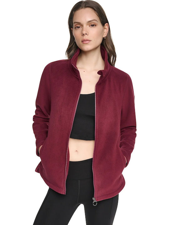 DKNY Jachetă Fleece pentru Femei cu Fermoar Viș...