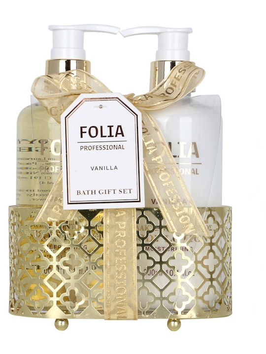 Folia Professional Metal Base Vanilla Комплект за Грижа за Хидратация и Почистване на Тялото 2 бр
