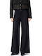 Damenhose mit hoher Taille und weitem Bein Schwarz