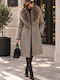 Damenmantel in Beige mit Pelzdetails