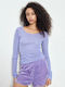 Massachusetts Summer Women's Cotton Long Sleeve Blouse Purple