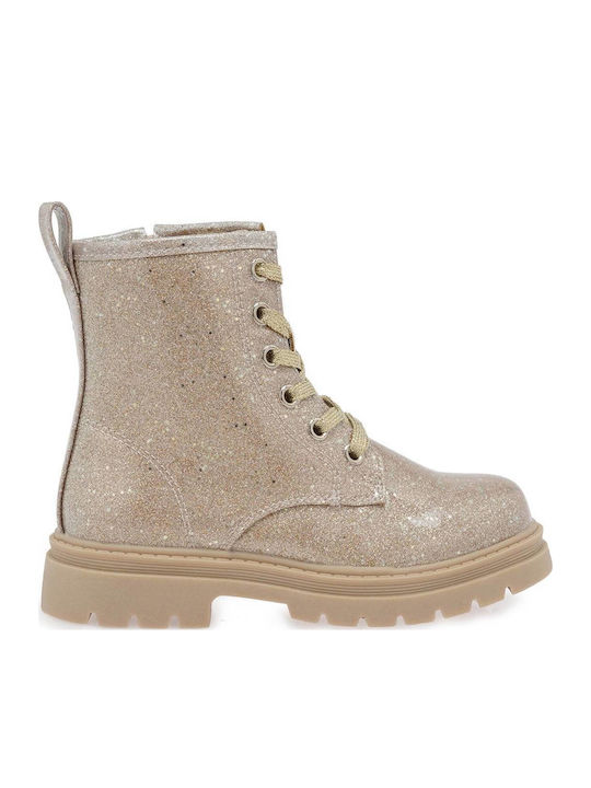 Leder-Kinderstiefel mit Reißverschluss Goldene