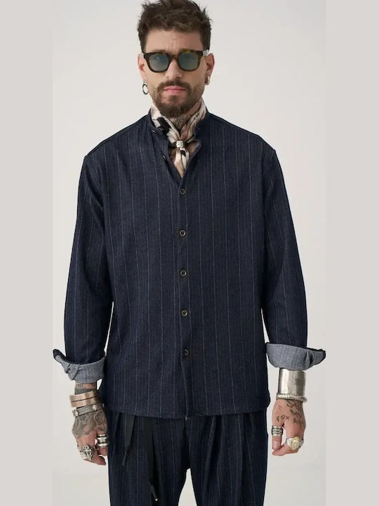 Stefan Fashion Синя дънкова риза с дълъг ръкав ...