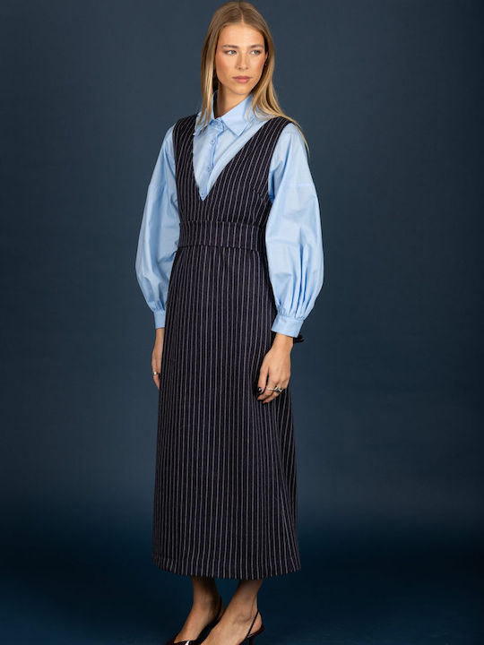Midi-Kleid Ärmellos Blau