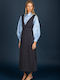 Midi-Kleid Ärmellos Blau