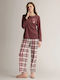 Infiore Winter Women's Burgundy Pajama Set