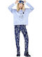 Gisela Winter Women's Fleece Pyjama Set Light Blue