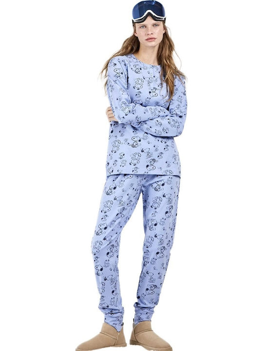 Gisela Winter Women's Cotton Pyjama Set Light Blue