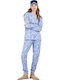 Gisela Winter Women's Cotton Pyjama Set Light Blue
