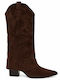 Suede Women's Cowboy Boots Brown